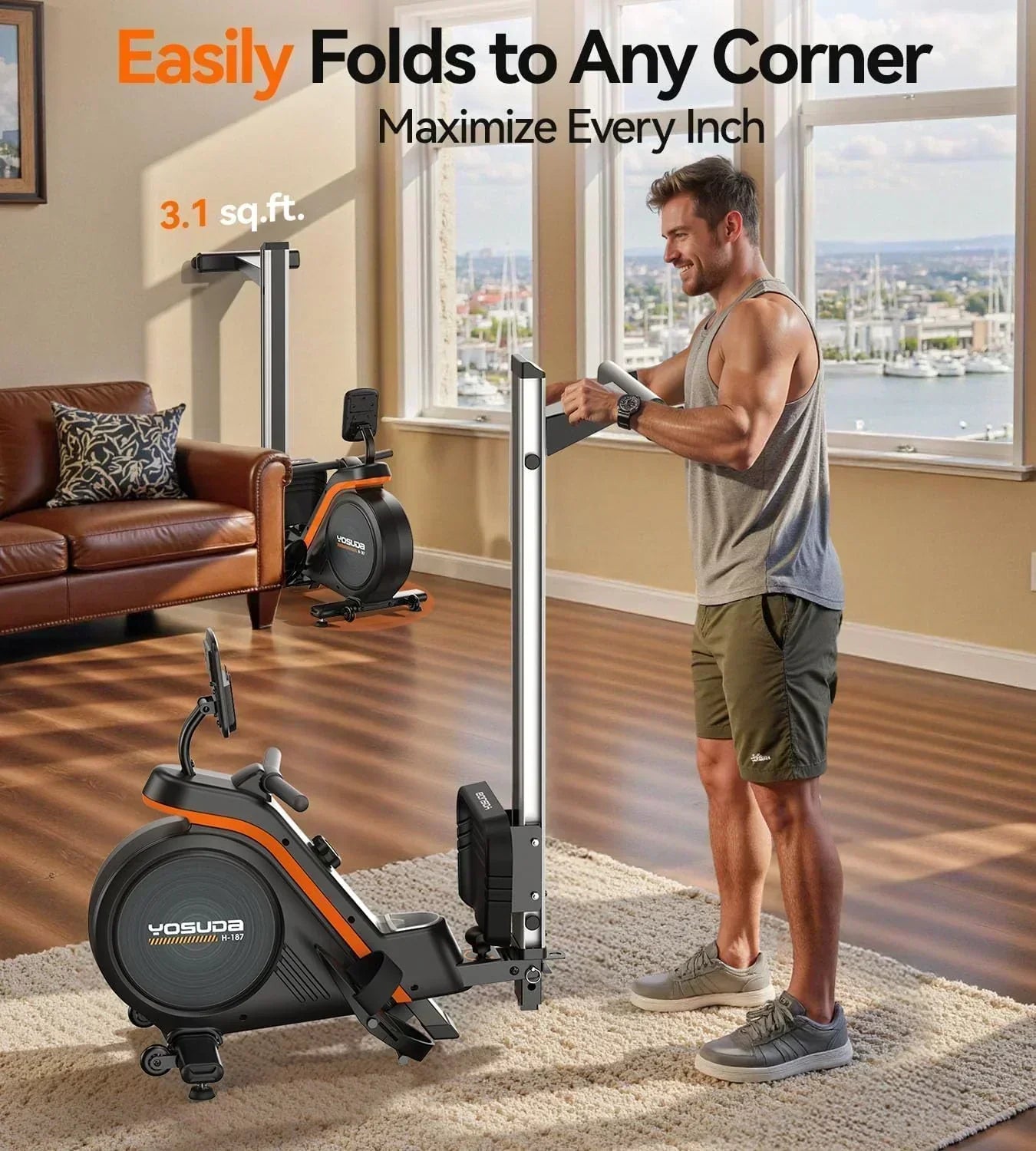 YOSUDA Home Magnet/Water Resistance Rowing Machine Support Bluetooth and Applications