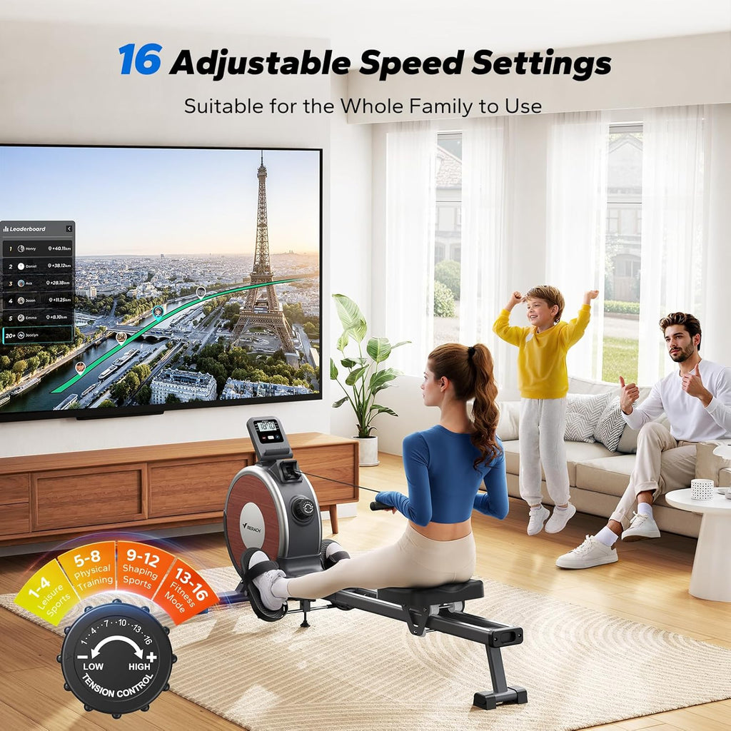 Merachi household rowing machine silent resistance dual-slide design