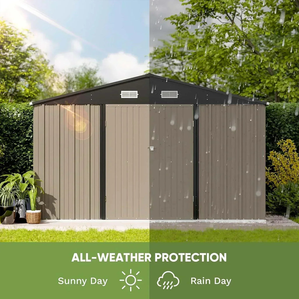 Patiowell 5x3 FT Outdoor Storage Shed Tool Shed with Sloping Roof and Lockable Door Metal Shed