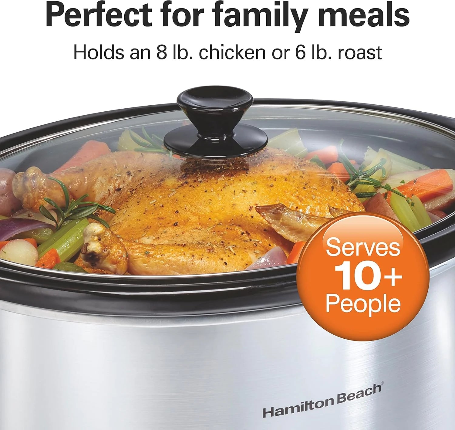 Hamilton Beach 8 Quart Programmable Slow Cooker Three Temperature Settings Dishwasher Safe Crock