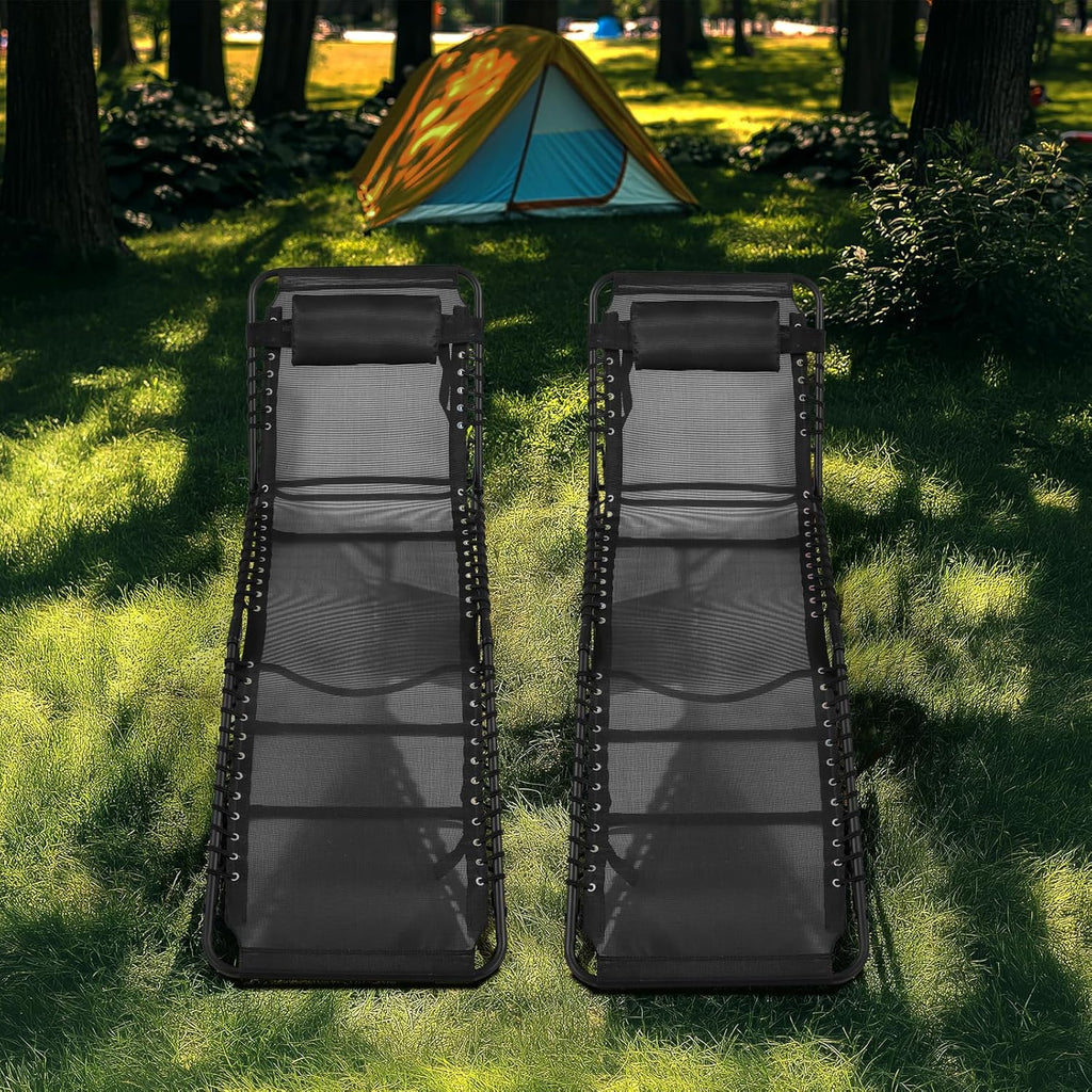 Unovivy Outdoor Chaise Lounge Chairs Portable Folding Pool Lounge Chair with Reclining Back