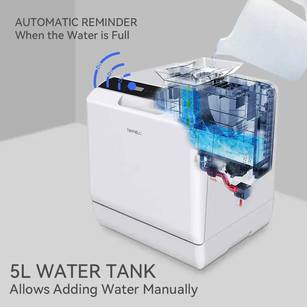 Hermitlux tabletop dishwasher 7 wash programs portable mini dishwasher