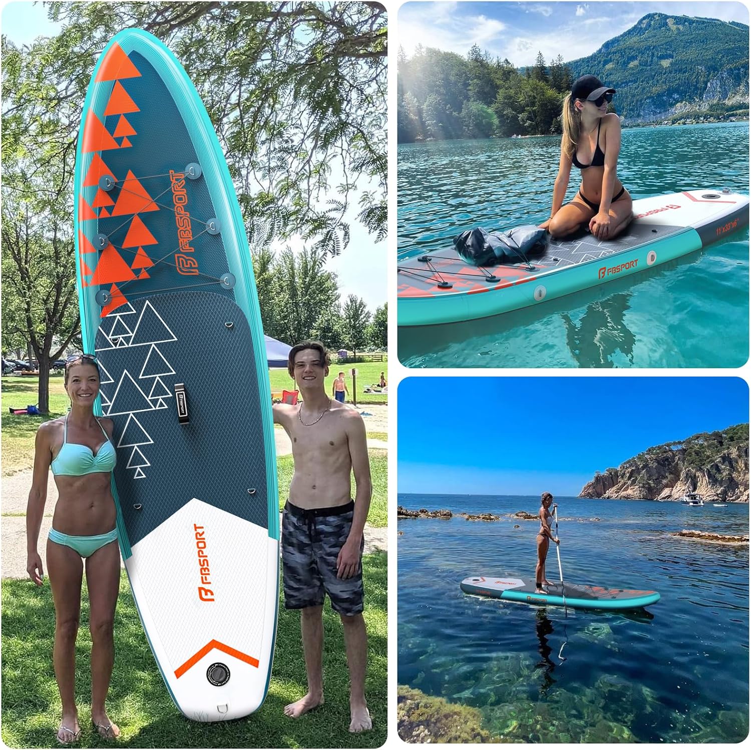FBSPORT 11' Premium Stand Up Paddle Board Yoga Board with Durable SUP Accessories Carry Bag