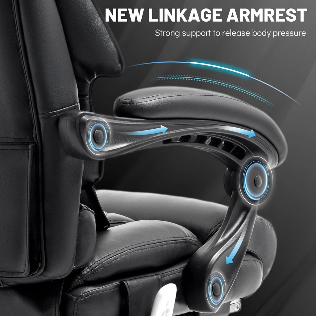 Massage Office Chair with Footrest, Large and Tall Leather Office Chair 500 lbs