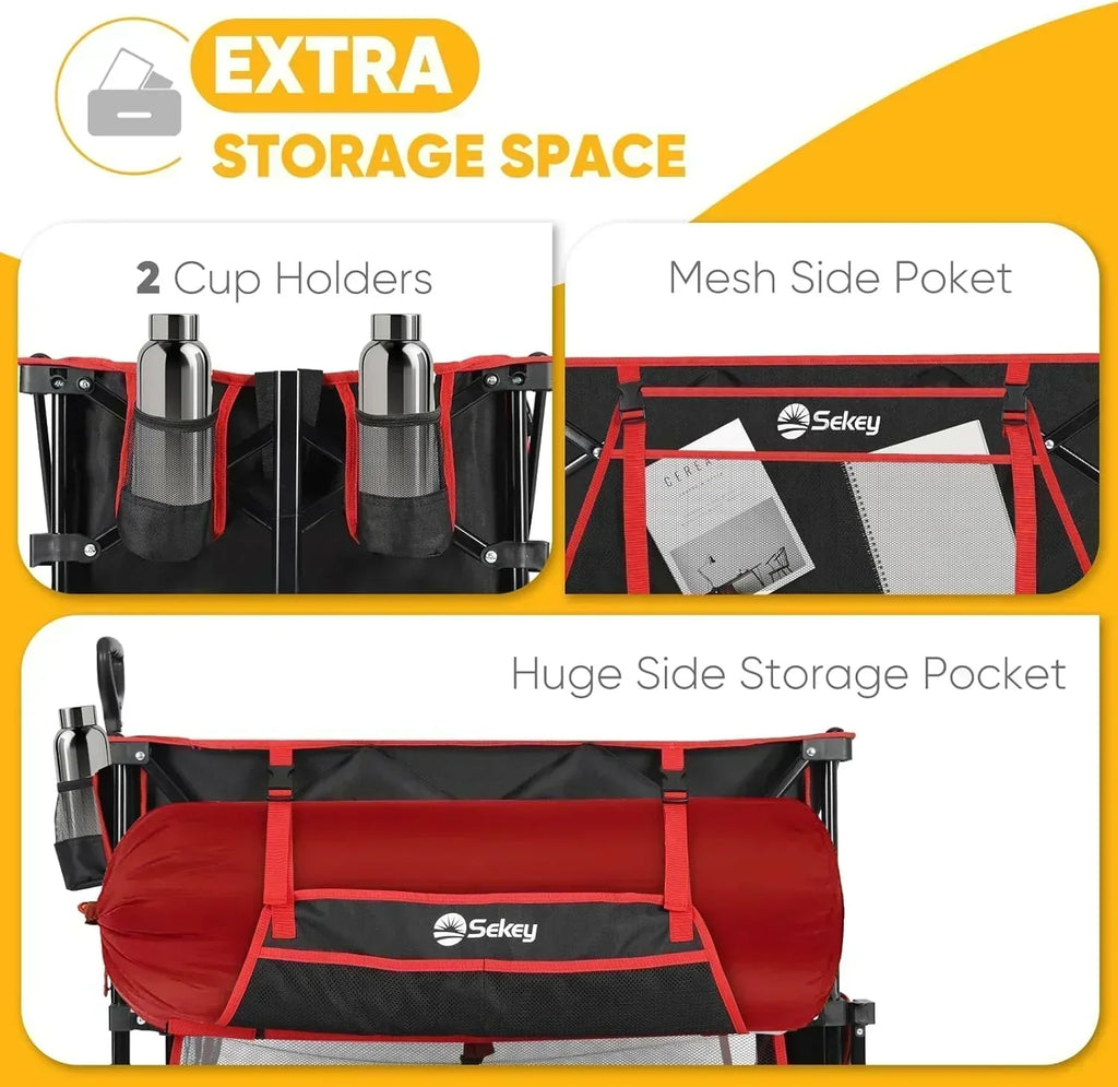 400L Large Capacity Folding Double Decker Wagon with Brakes 50 Extra Long Extender Cart