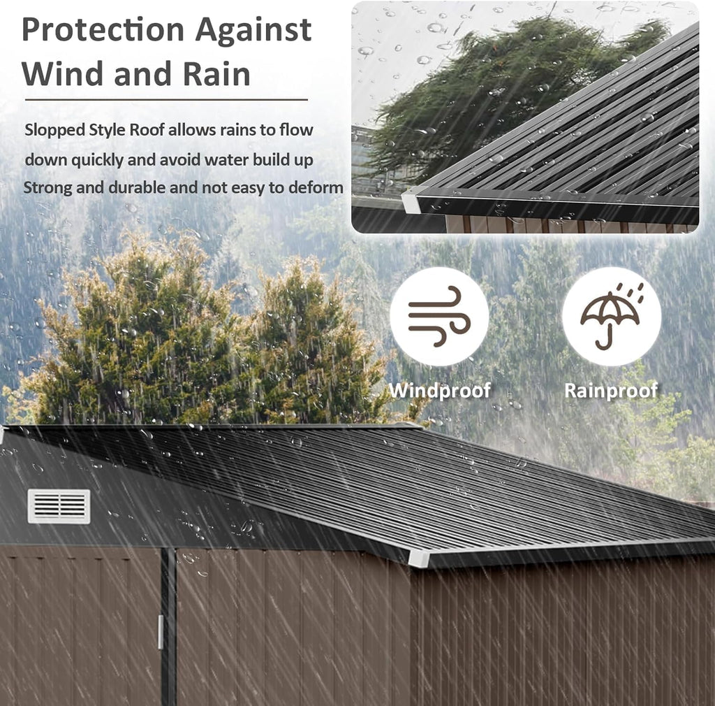 Aoxun 6.2x4 FT Shed Outdoor Storage Shed Metal Garden Shed Slooping Roof Tool Shed Bike Shed