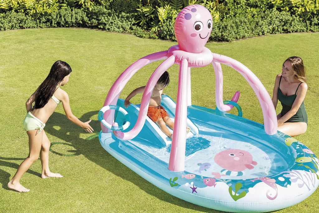 Intex 96 x 78 x 28 Inflatable Jungle Adventure Play Center Spray Kiddie Pool - Backyard Kids Water Slide, Outdoor Blow-Up Splash Pad for Toddlers