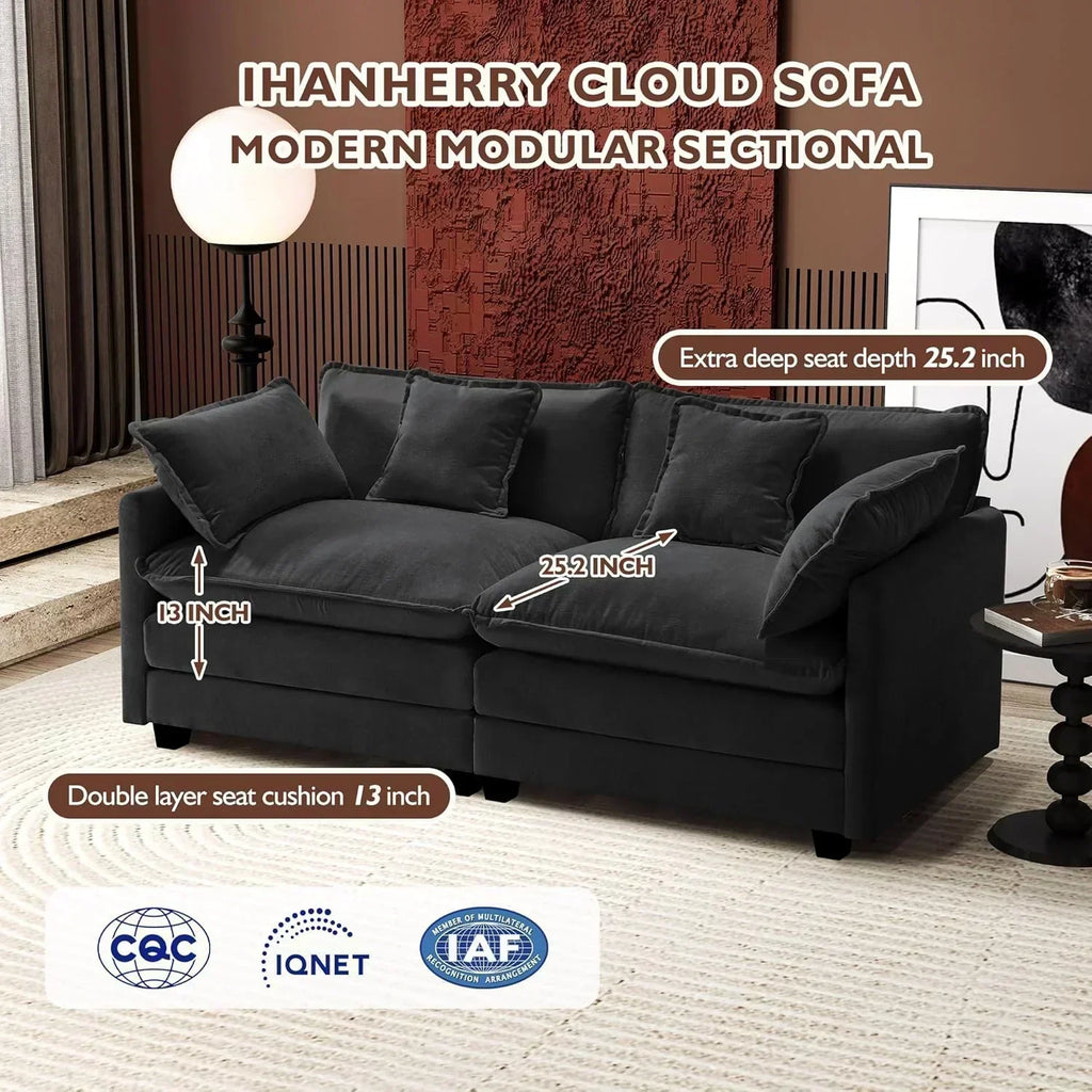 111.4 Inch L Shaped Modern Sofa Modular Cloud Sofa with Ottoman 4 Seater Chenille Deep Seat Sofa