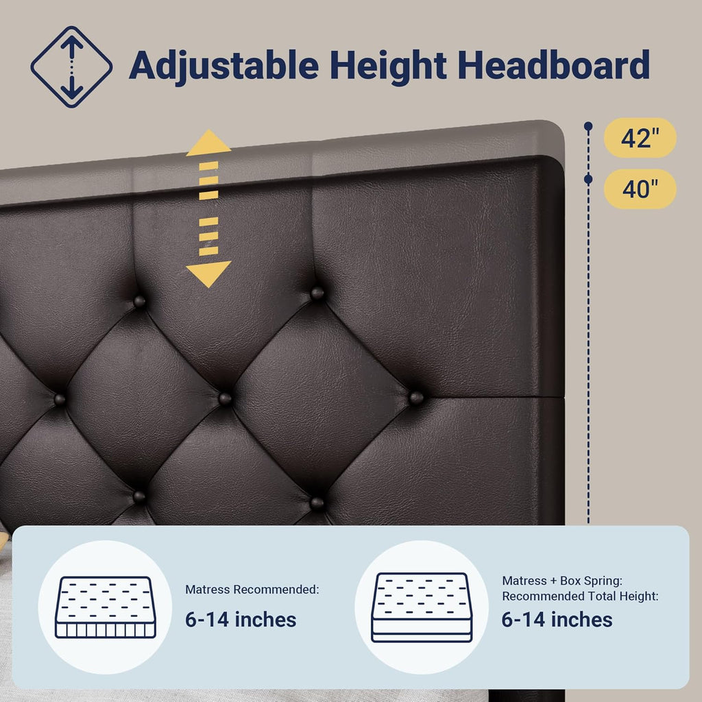 Allewie Upholstered Queen Size Platform Bed Frame with 4 Storage Drawers and Headboard
