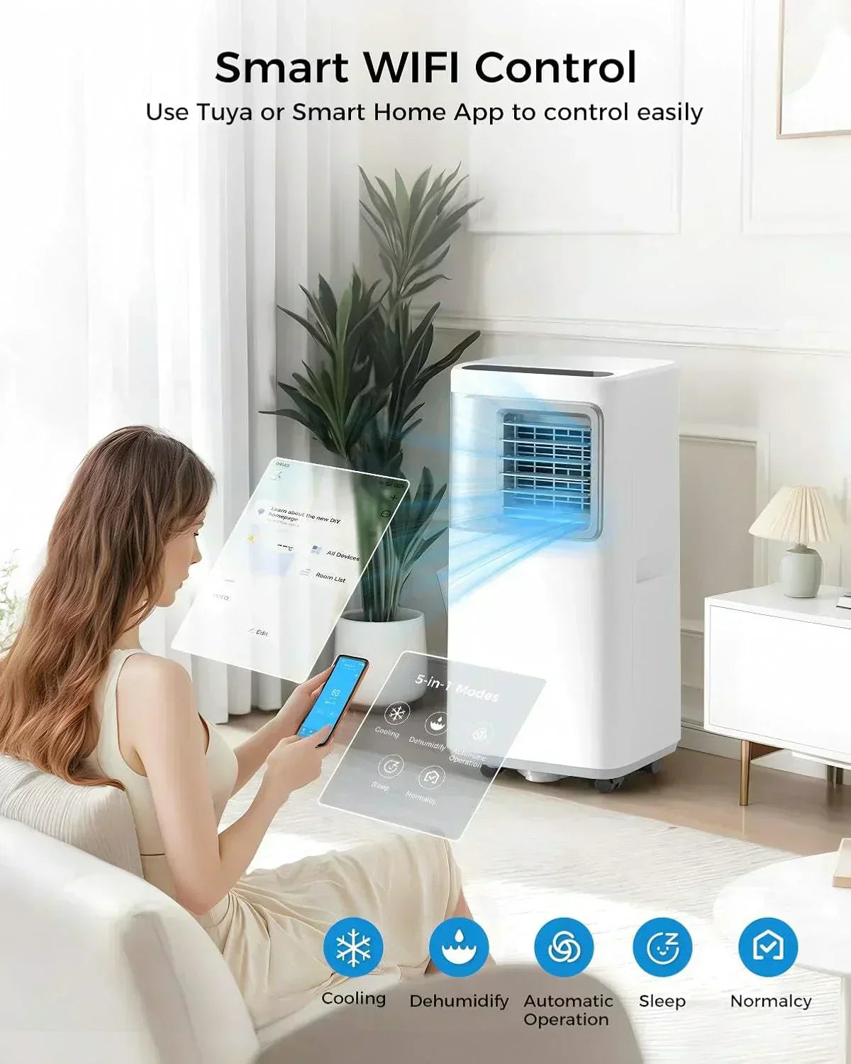 Portable-Air-Conditioners-16,000-Btu AC Unit 5 in 1 Wifi Smart Air Conditioner with APP Fan