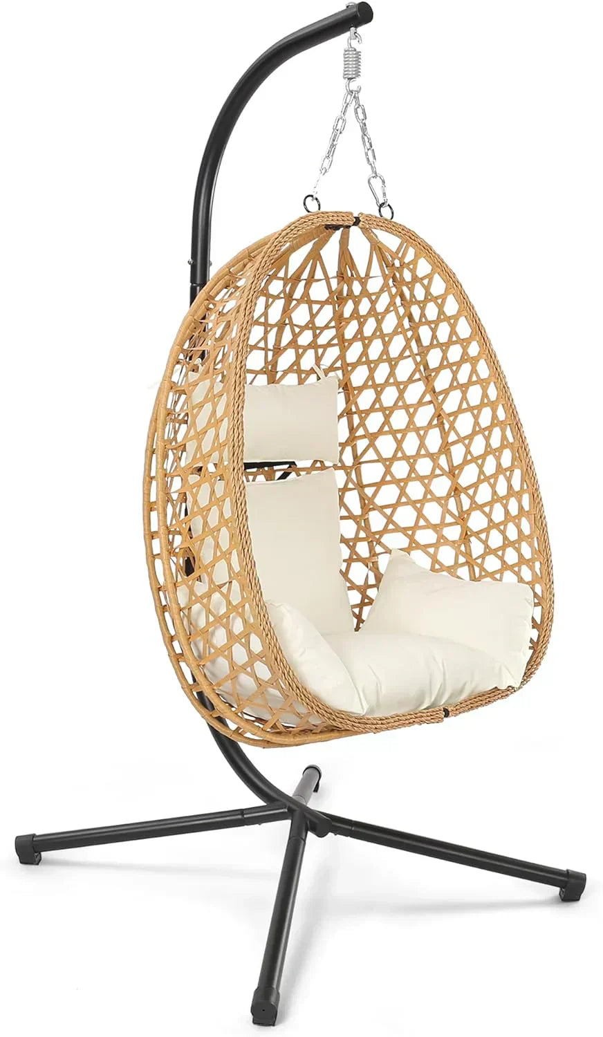 Egg Chair with Stand Patio Wicker Hanging Chair Hammock Swing Chair 350LBS Capacity for Bedroom