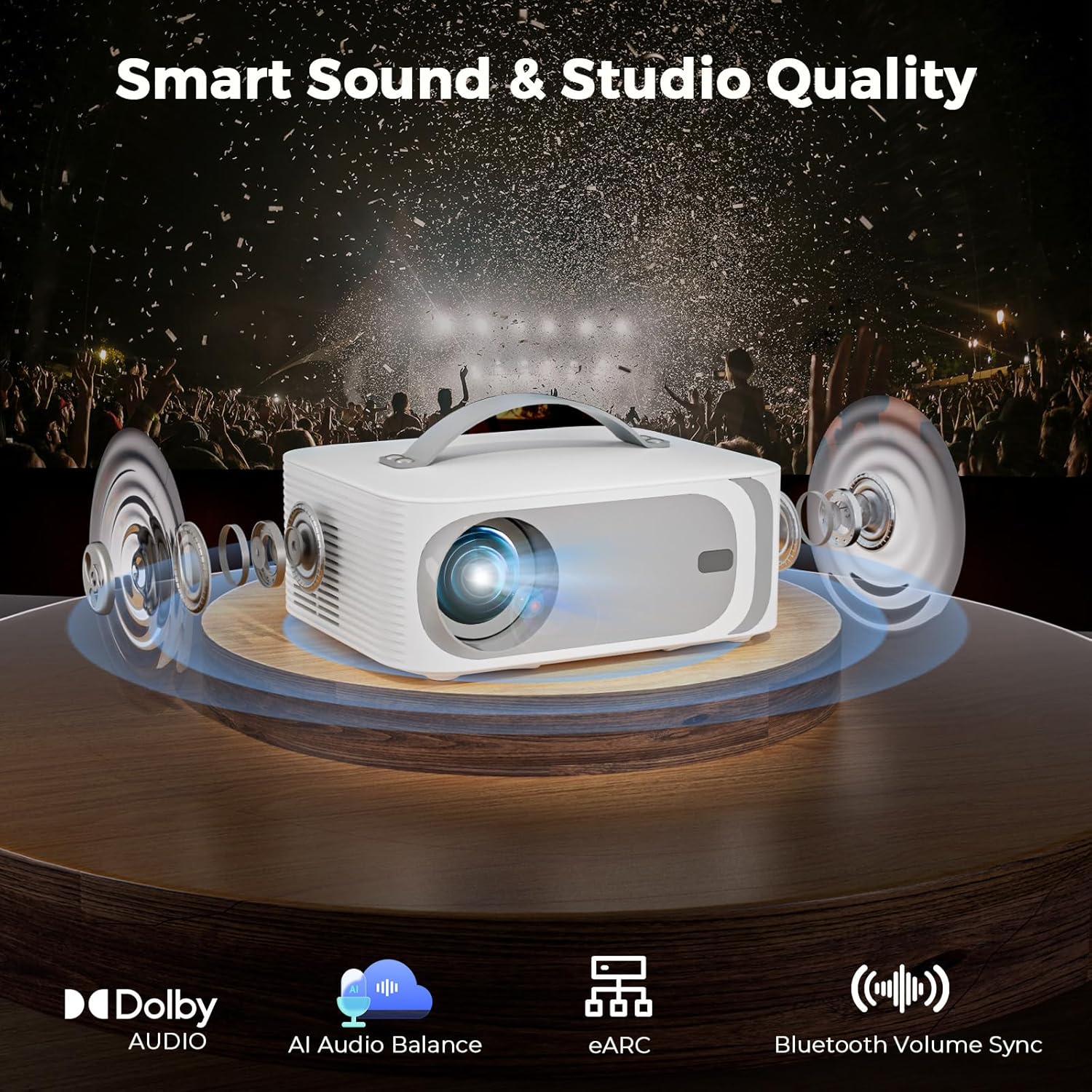 [5000+ Official-Apps & 3200 ANSI & 50W Dolby Audio] Outdoor-Projector-4k with WiFi