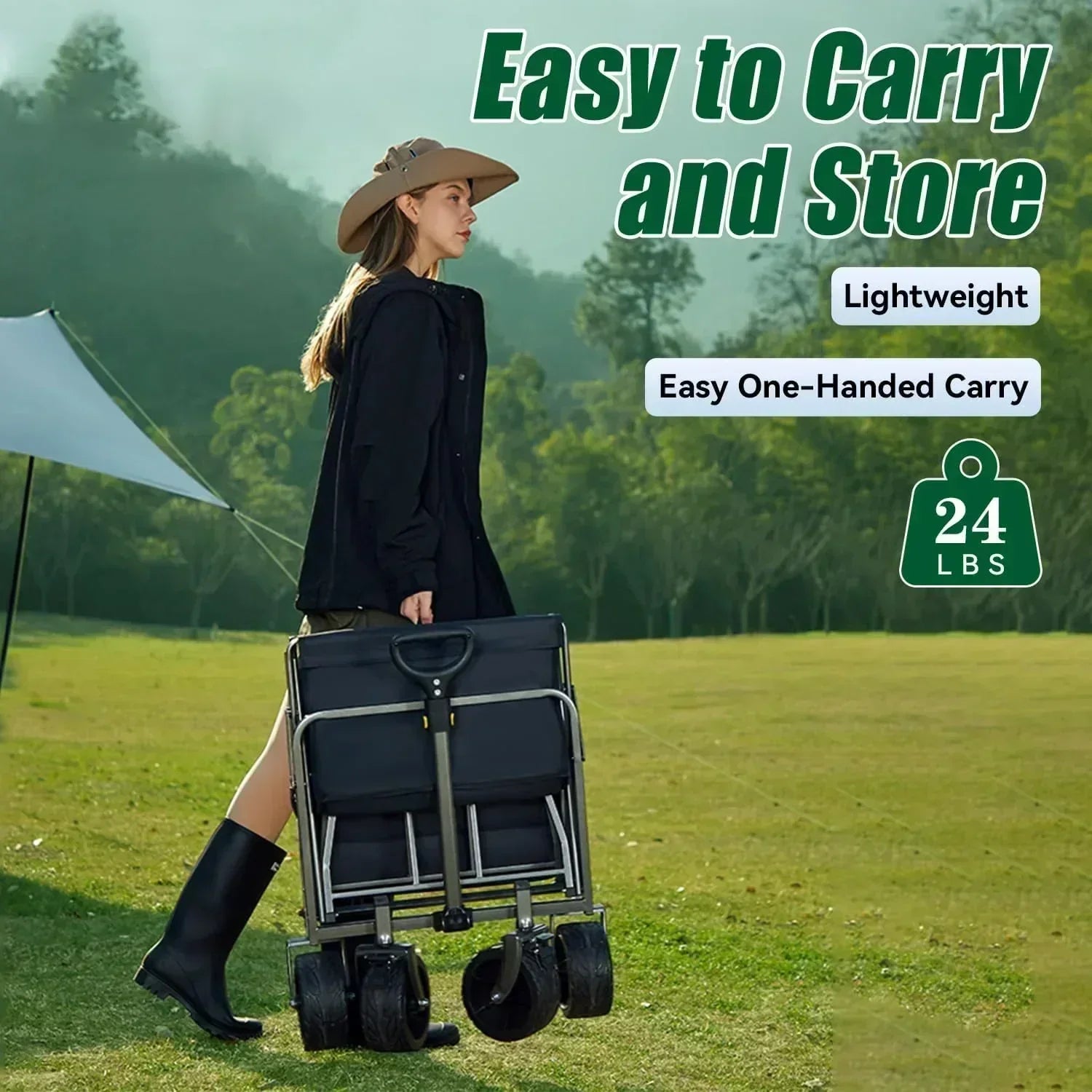 Foldable 4-wheel cart foldable 37 inches long 480 lb capacity heavy-duty beach cart