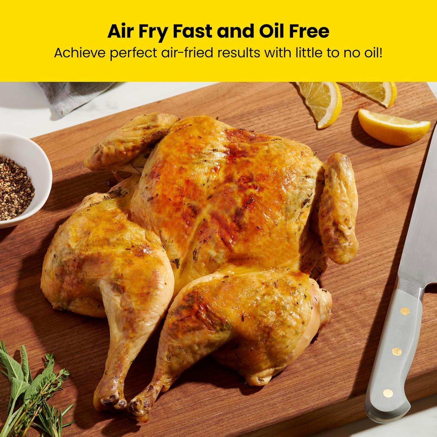 Chefman 6-Quart Double Basket Air Fryer Easy View Window uses two separate nonstick pans