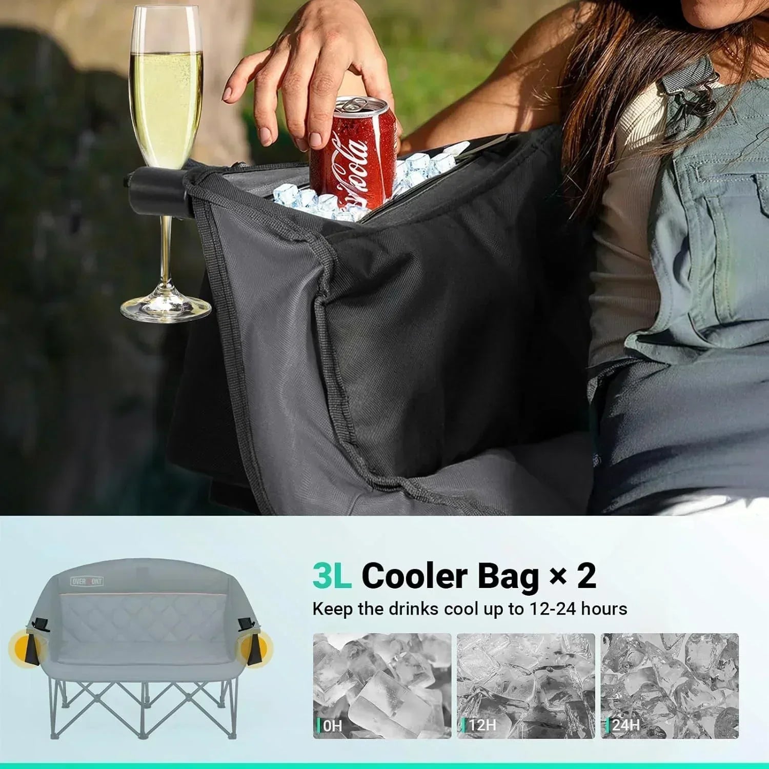 Extra Large Double Camping Chair 2 Person Comfortable Sofa Chair Adult Loveseat Lawn Chair
