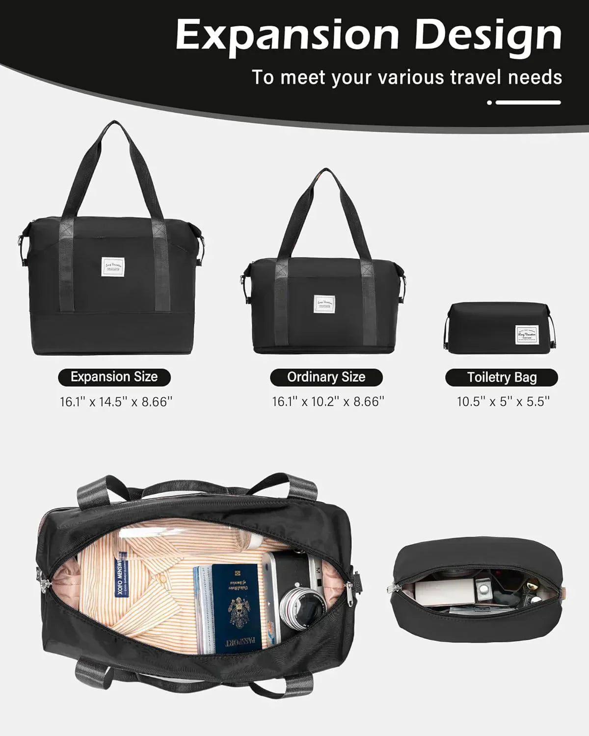 LONG VACATION 6 Piece Luggage Set Carry on Suitcase with ABS+PC hardshell Spinner Wheels