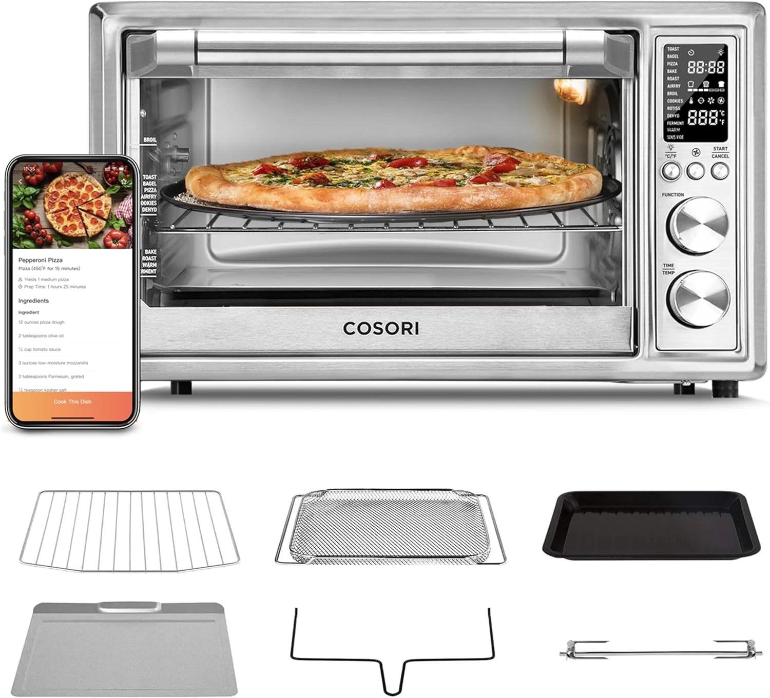 Air Fryer Toaster Oven Combo 13-in-1 32Qt APP & Voice Control Convection Oven Countertop
