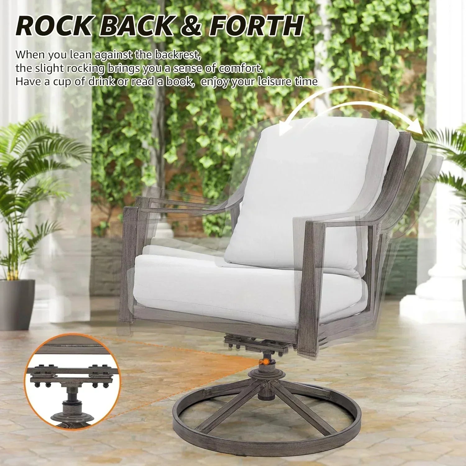 NATURAL EXPRESSIONS 5-Piece Outdoor Patio Dining Set 4pcs Patio Swivel Rocking Chairs