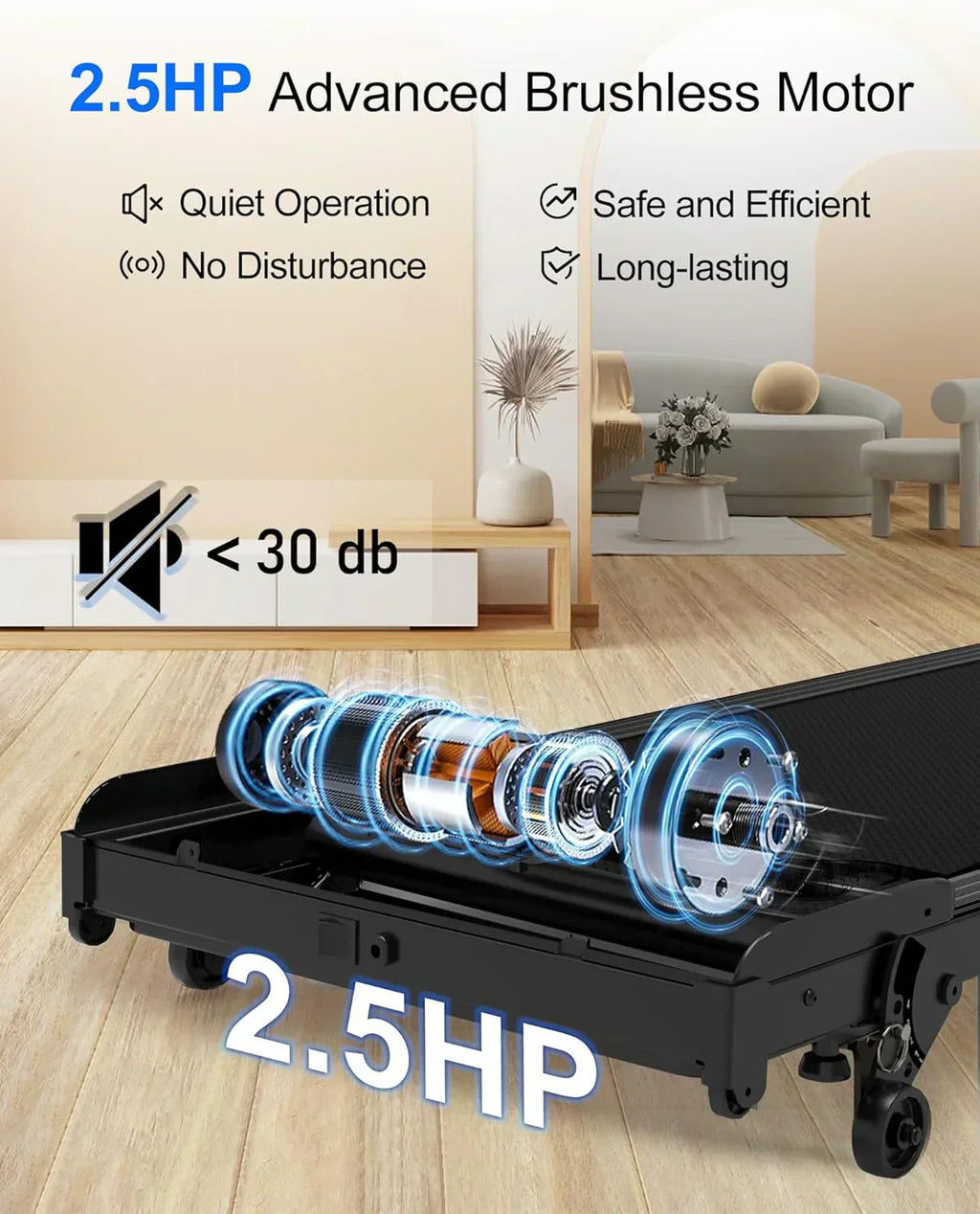 Lichico Walking Pad Under Desk Treadmill Ultra-Quiet Brushless Electric Jogging Treadmill