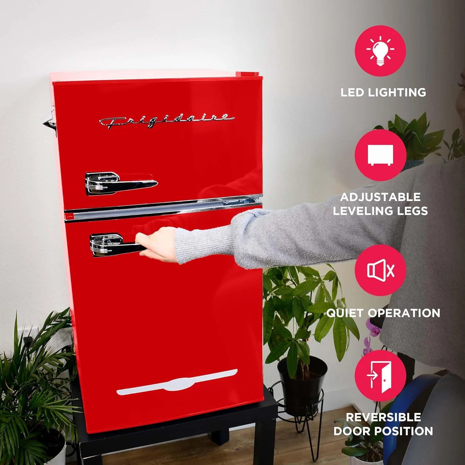 Frigidaire Retro Mini Fridge with Freezer Side Bottle Opener-Small 2 Door Refrigerator Office Bar