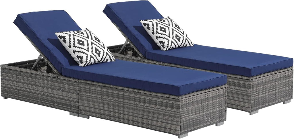 Patiorama Outdoor Patio Lounge Chair Elegant Reclining Adjustable Pool Rattan Chaise Chair