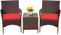 Devoko Patio Porch Furniture Sets 3 Pieces PE Rattan Wicker Chairs with Table Outdoor Garden Furniture Sets (Brown/Beige)