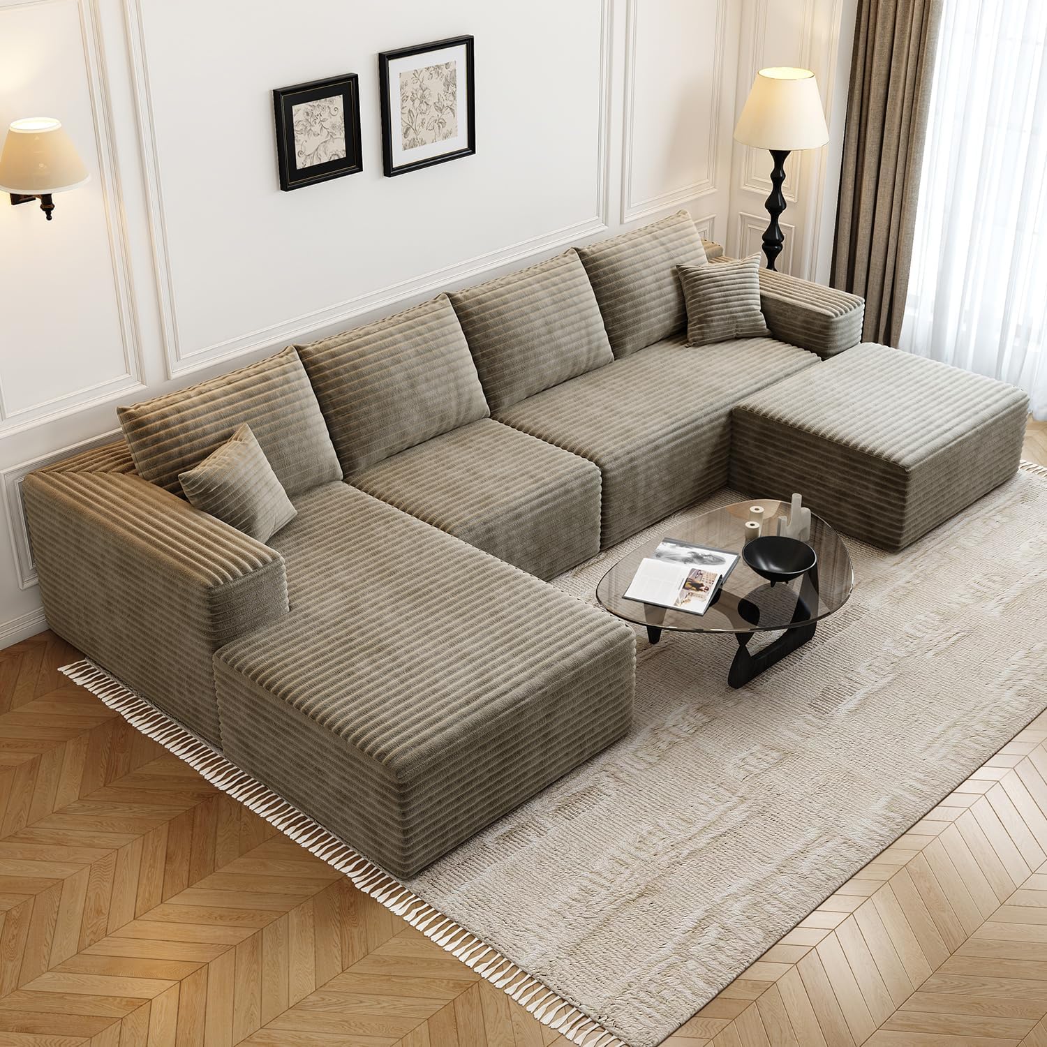 107.5 Cloud Modular Sectional Sofa Couch with L-Shape Chaise,Modern Minimalist Upholstered Couches