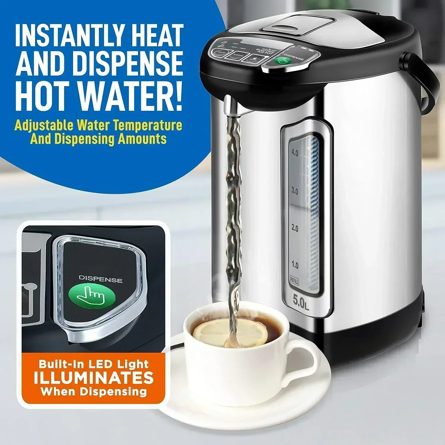 NutriChef Water Heater and Hot Water Dispenser 8L Electric Beverage Dispenser
