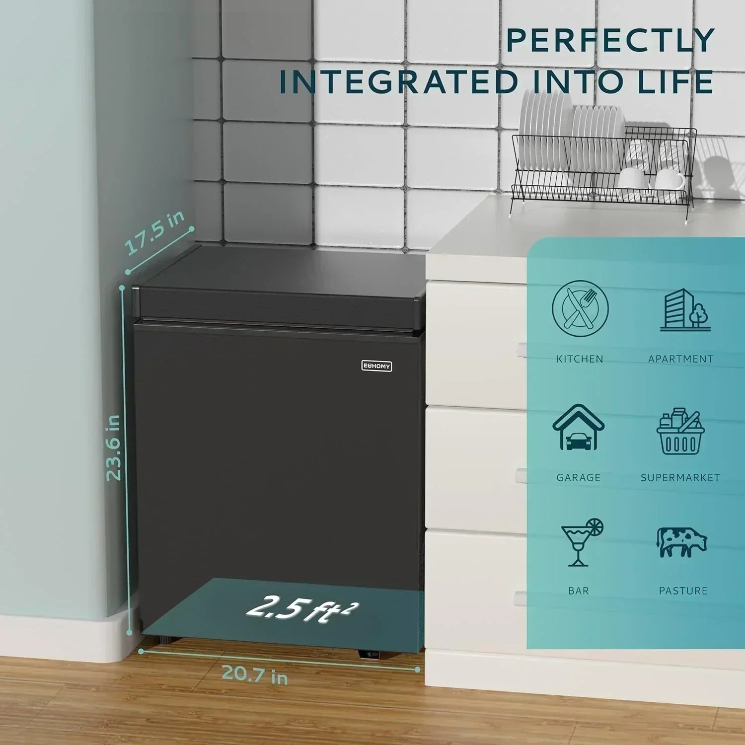 EUHOMY 3.5 Cu.Ft Chest Freezer with Removable Basket Small Deep Freezer Adjustable 7 Thermostat