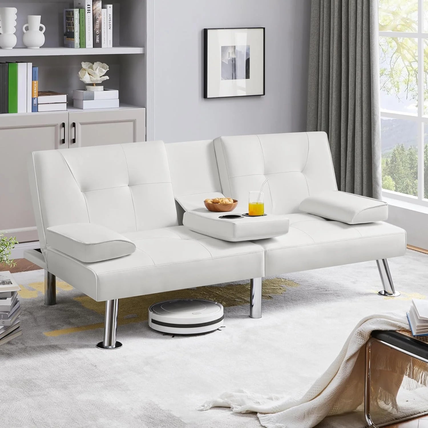 Convertible Sofa Bed Modern Imitation Leather Home Recliner Flip Double Sofa Folding Sofa Bed Guest Bed