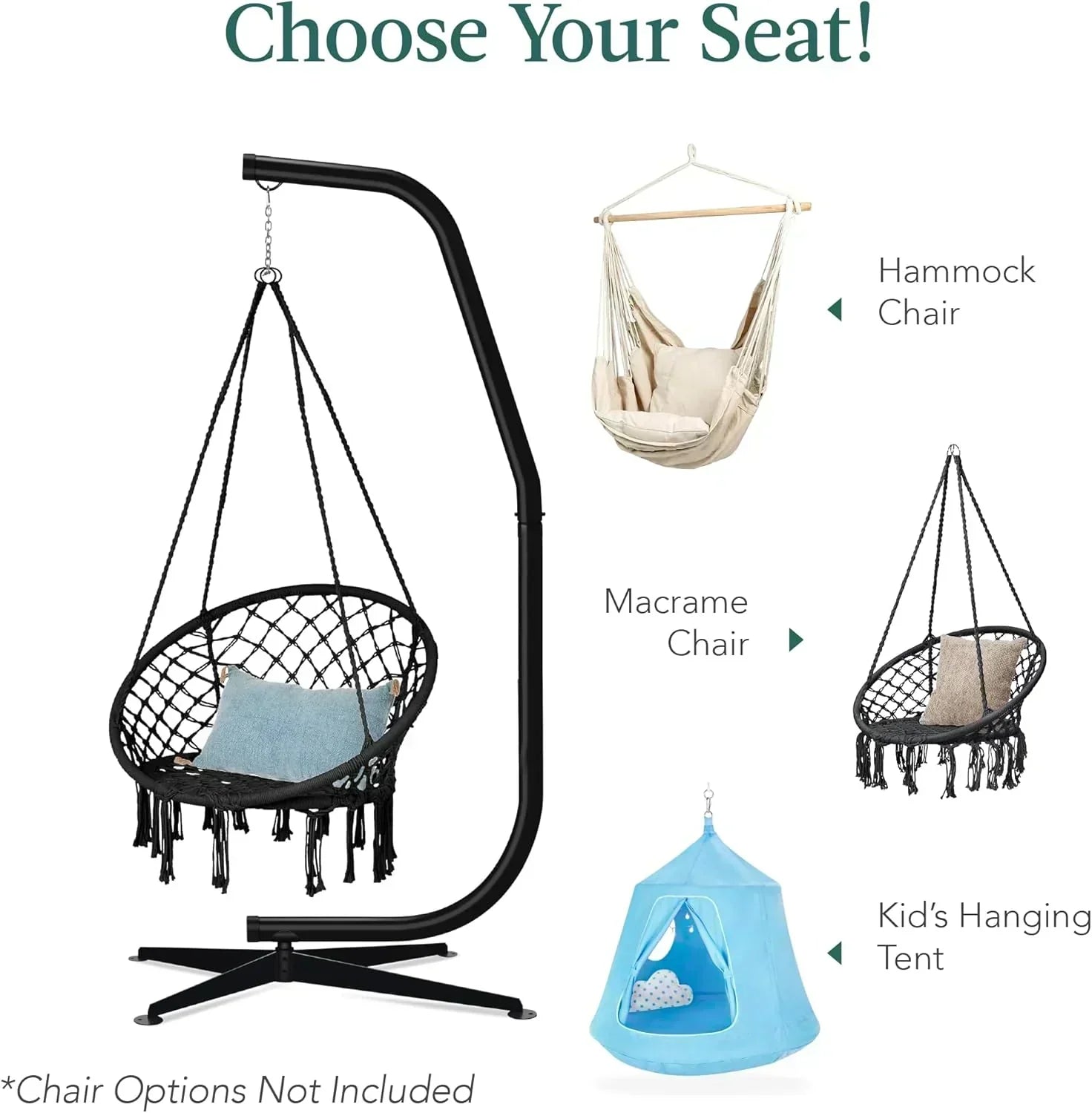 Best Choice Products Metal Hanging Hammock C-Stand for Chair Weather Resistant Finish