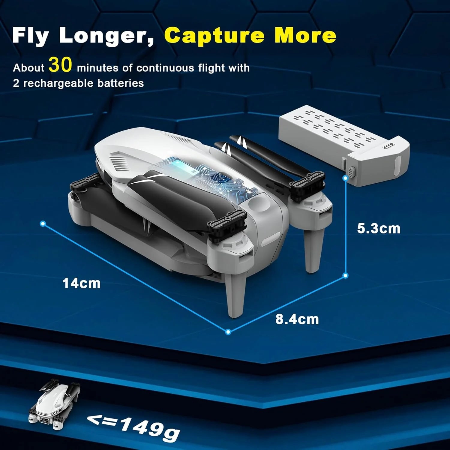 Drone with Camera for Adults, HD FPV Drones with Upgrade Altitude Hold, One-Key Take Off/Landing, Voice Control, Headless Mode, 2 Batteries, Toys Gifts for Teen Boys Girls, Beginner