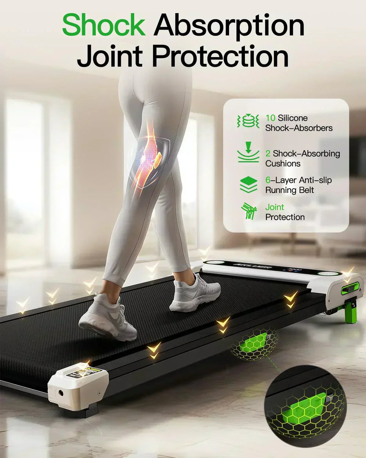 Akluer Inclined Home Treadmill 2.5 HP Small Under-Desk Treadmill Remote Control LED Display
