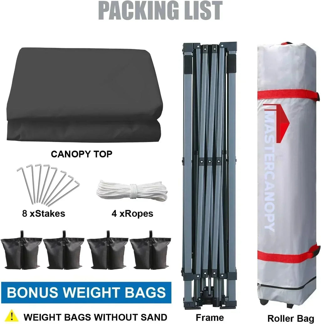 Durable Pop-up Canopy Tent with Roller Bag (10x10 Black)