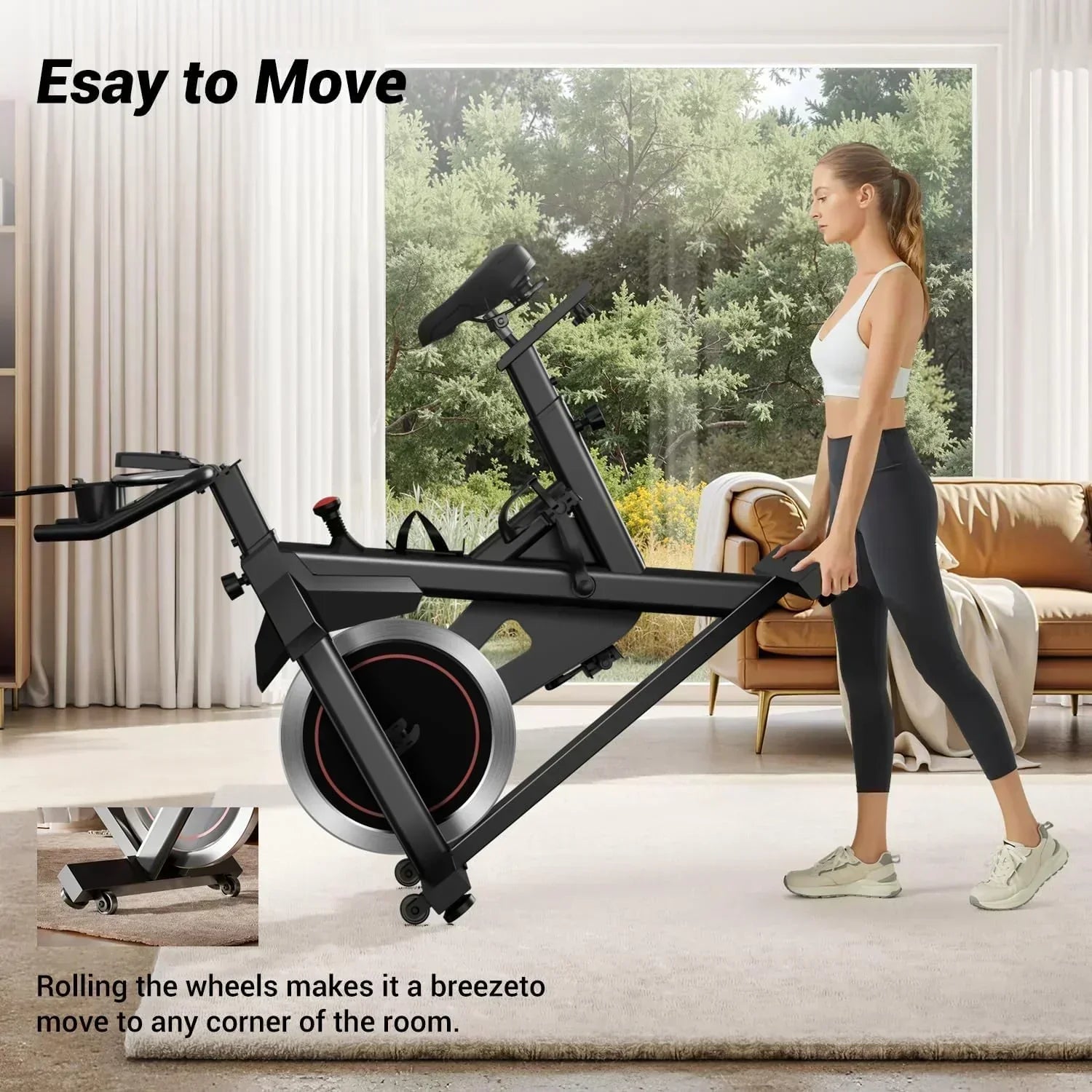CURSOR FITNESS Exercise Bike Stationary Bikes 300 LBS Capacity Workout Bike Silent Belt Drive
