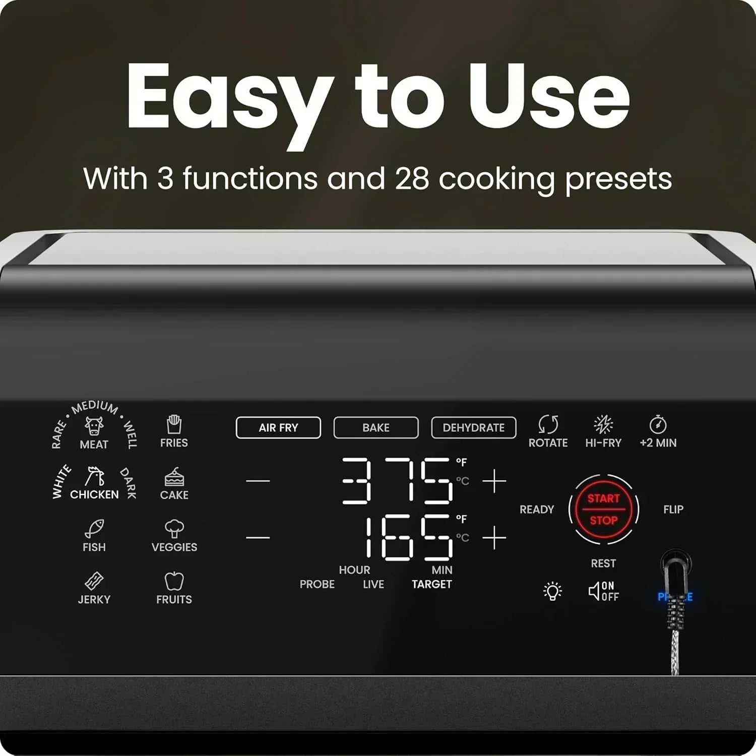 CHEFMAN ExacTemp 12-Quart Air Fryer with Integrated Smart Cooking Thermometer