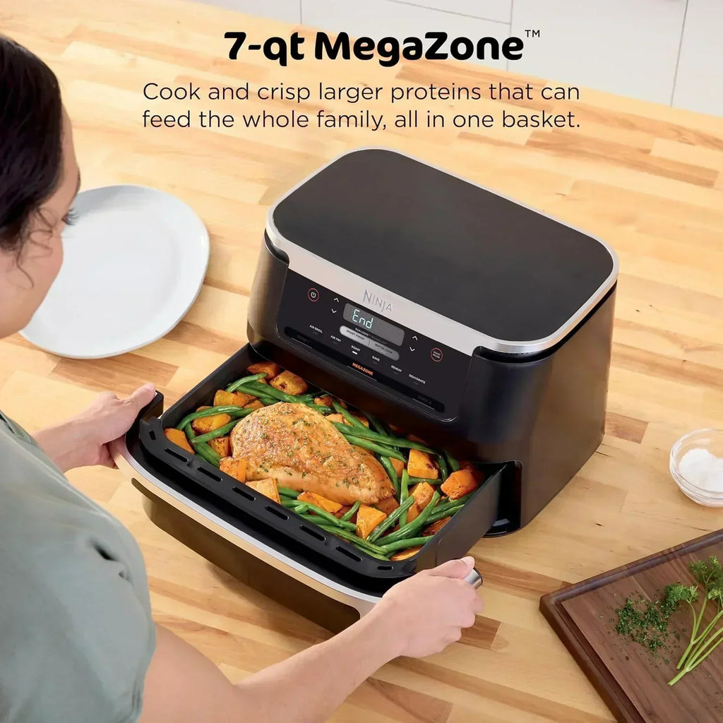 Ninja Foodi 6-in-1 FlexBasket Air Fryer with 7 QT MegaZone Basket Divider for Large Proteins