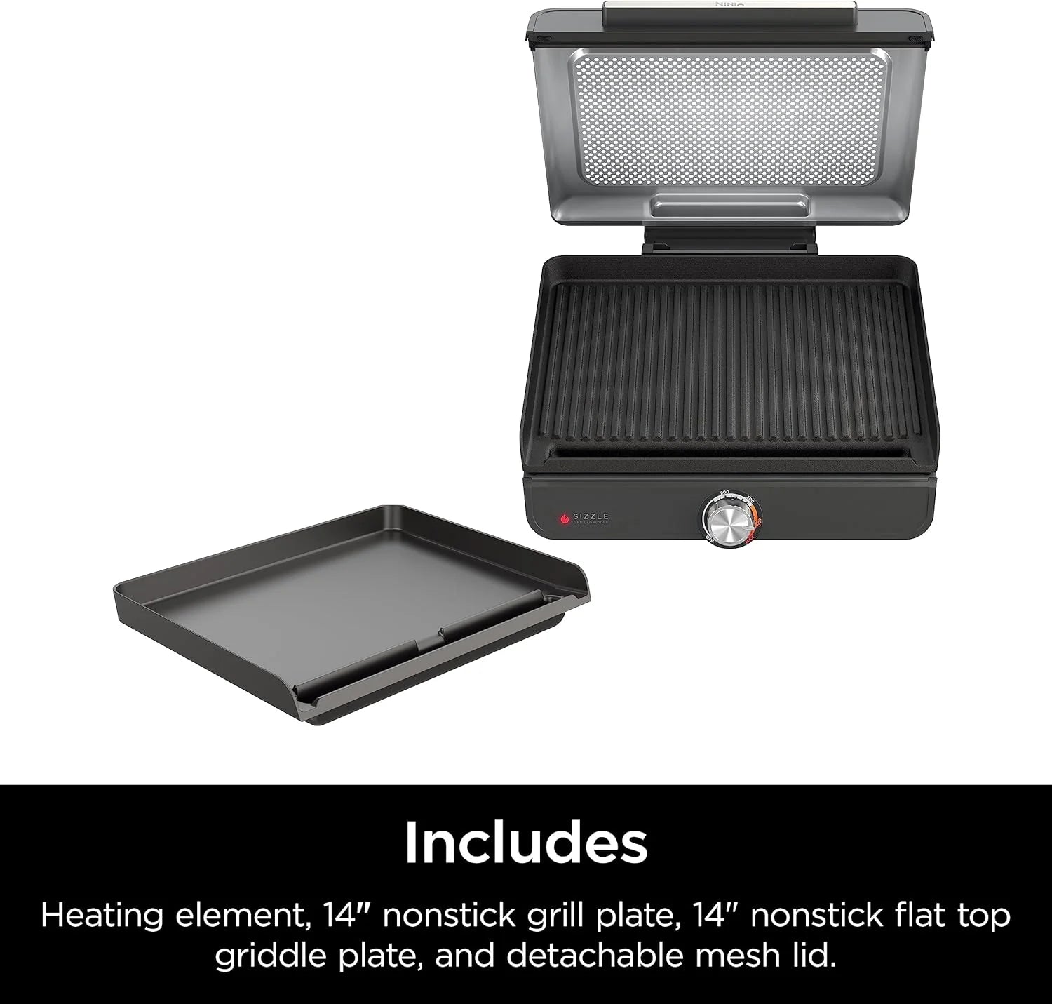 Griddle and Indoor Grill 14�?Electric Grill For Steak Burgers Salmon Veggies Pancake Griddle