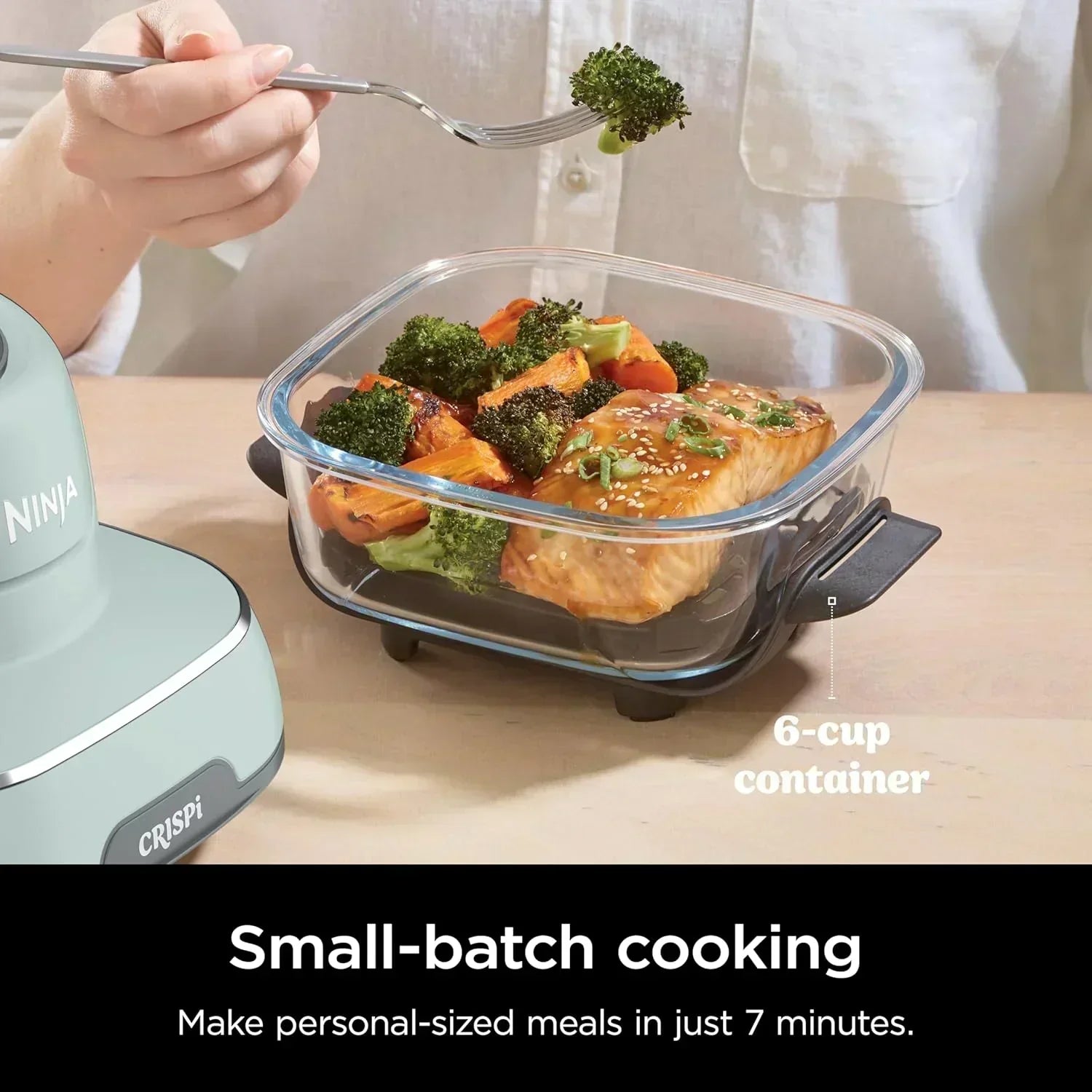 Ninja Crispi 4 in 1 Portable Glass Air Fryer Cooking System 4QT 6 Cup TempWare Glass Containers