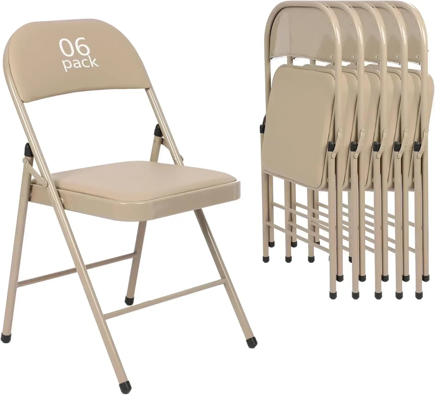 6 Pack Black Folding Chairs with Leather Chairs Events Office Wedding Party Upholstered Chairs