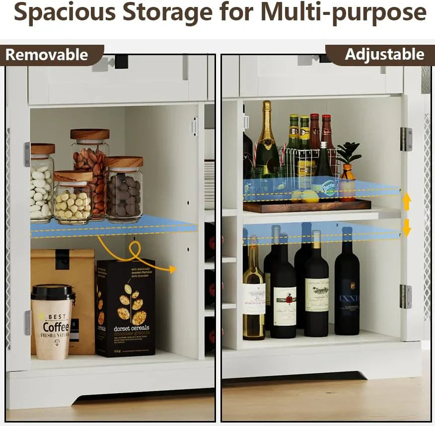 Wine Bar Cabinet with LED Light Liquor Cabinet with Glass Holder Coffee Bar for Liquor