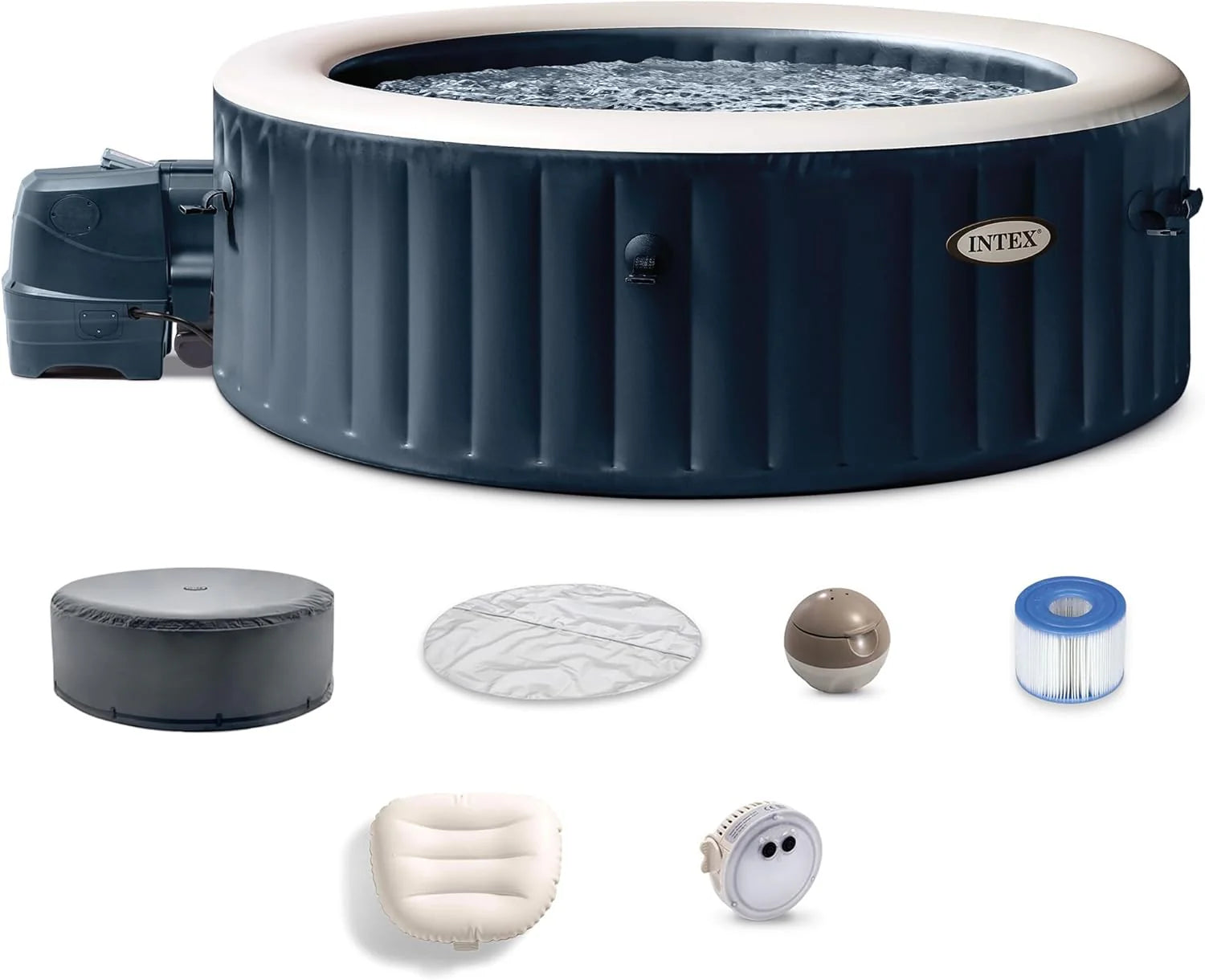 INTEX 28431EP PureSpa Plus Bubble Massage Inflatable Spa Set Includes Energy Efficient Spa Cover
