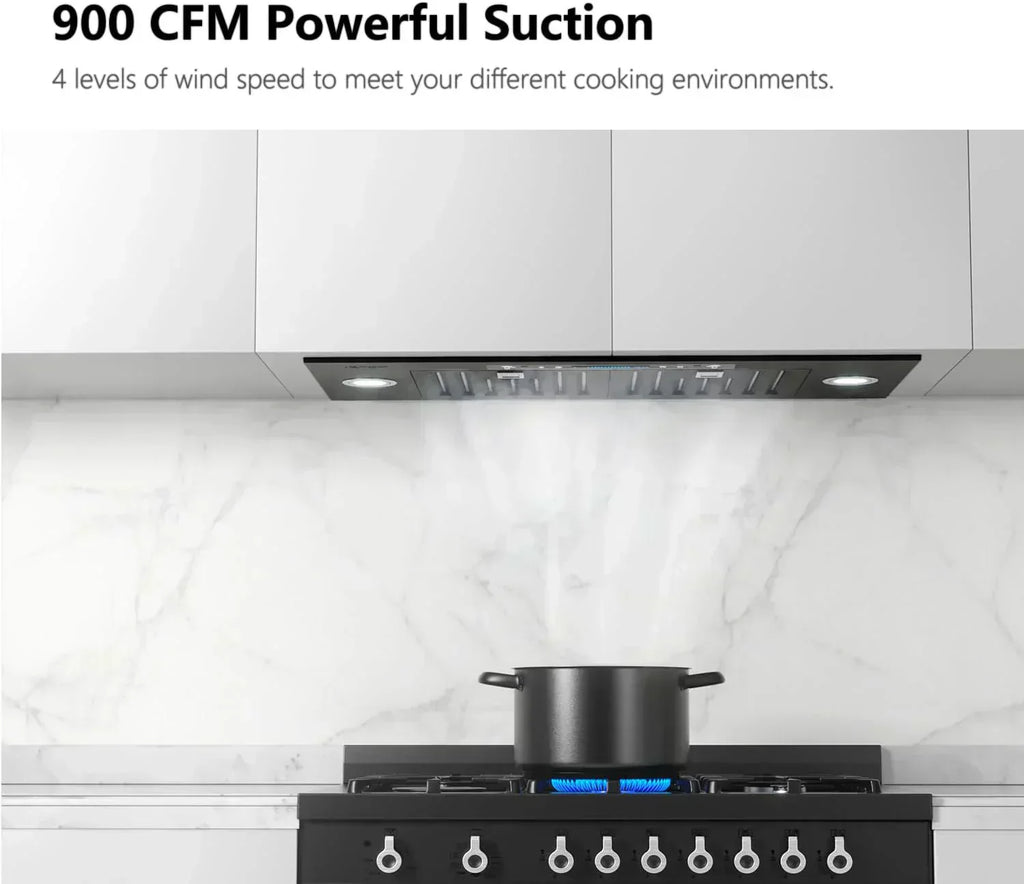 IKTCH 30 Built-in Plug-in Range Hood 900 CFM Stainless Steel Kitchen Range Hood