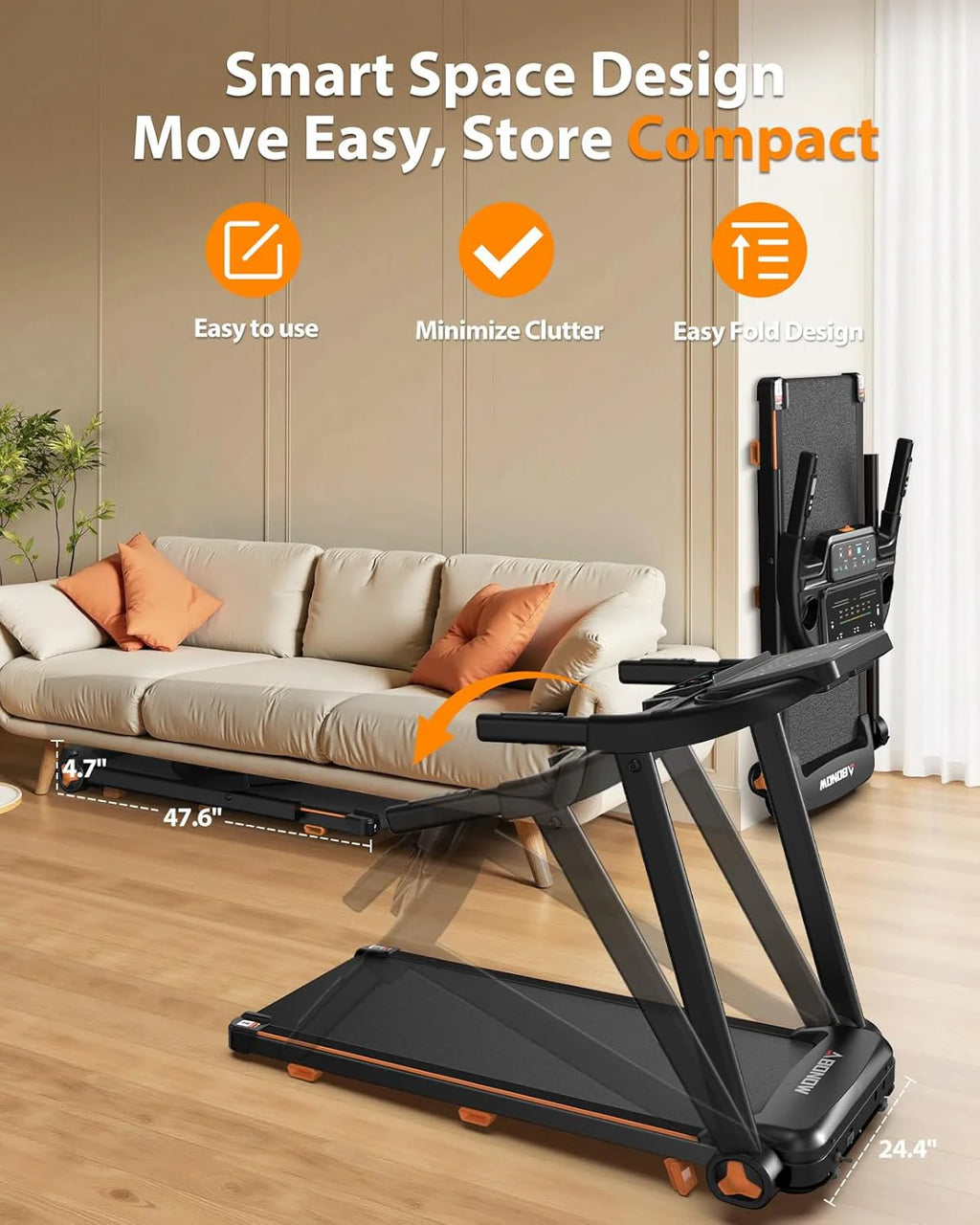 Foldable Treadmill for Home with Incline Extra Large Dual LED Screen Home Office Treadmills