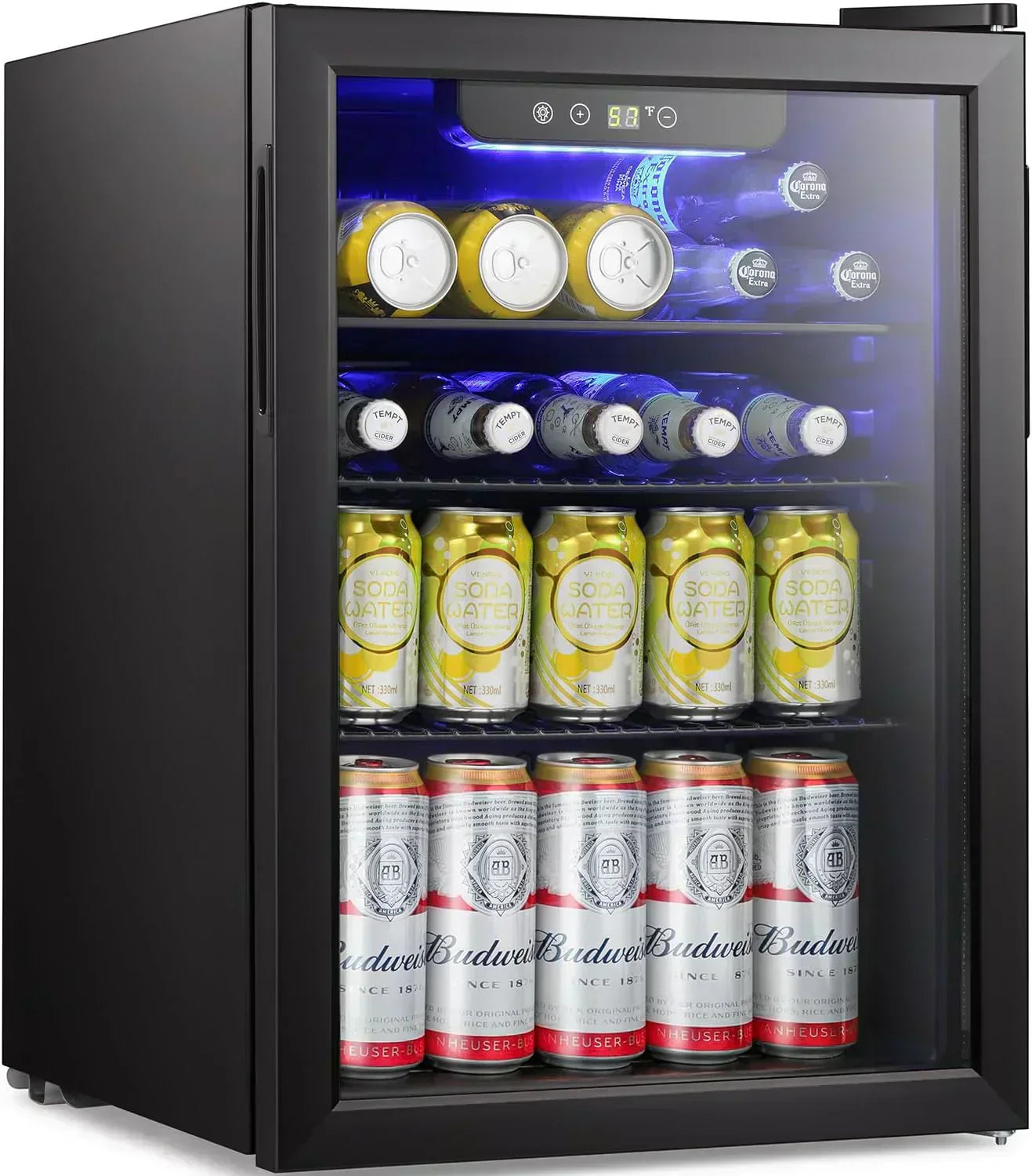 Antarctic Star Beverage Refrigerator Cooler 68 Can Mini Fridge with Glass Door for Beer Drinks Wine