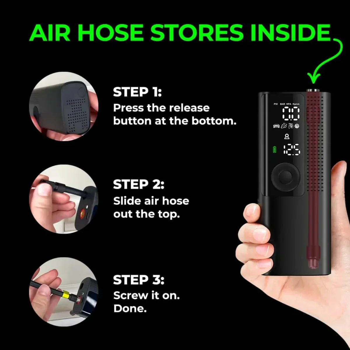 Airmoto Tire Inflator Portable Air Compressor Car Tire Air Pump with Digital Pressure Gauge