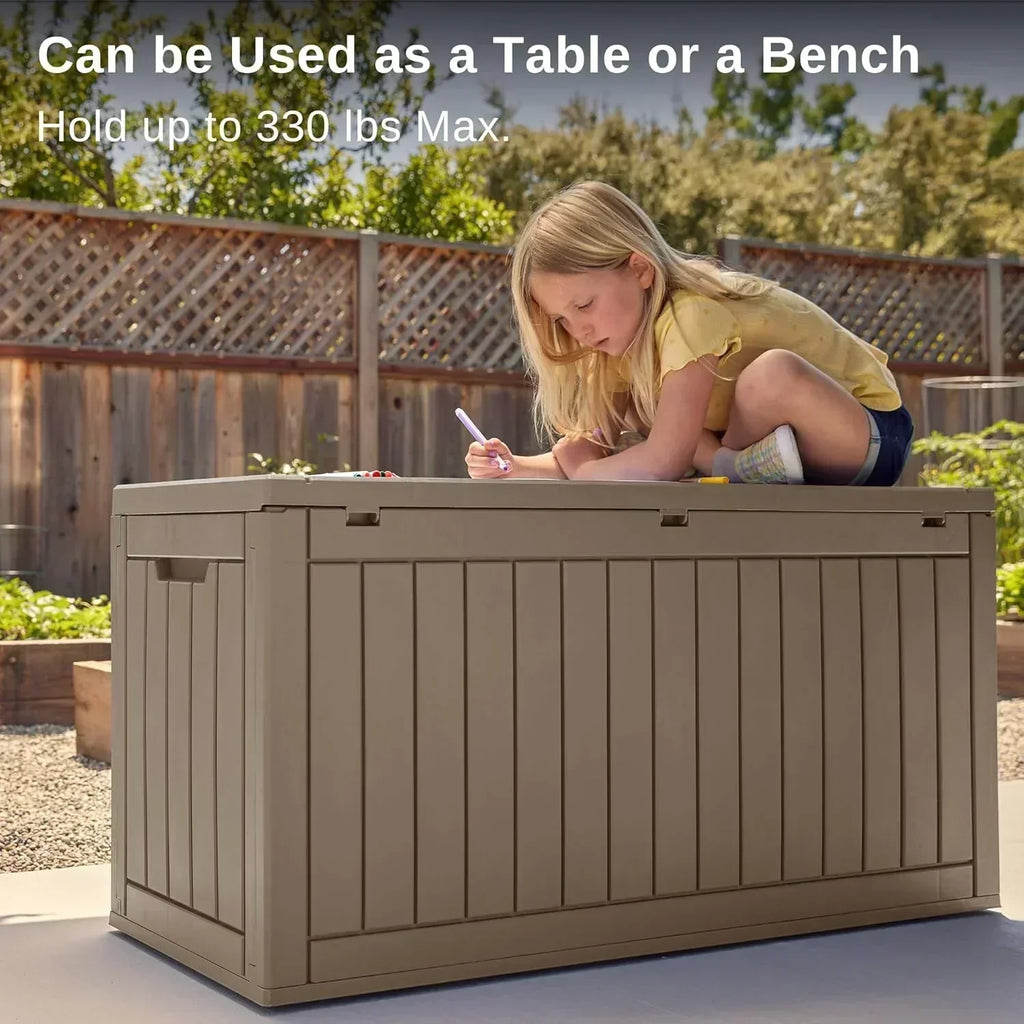 EAST OAK Outdoor Storage Box 60 Gallon Deck Box Indoor and Outdoor Use Waterproof Resin Storage