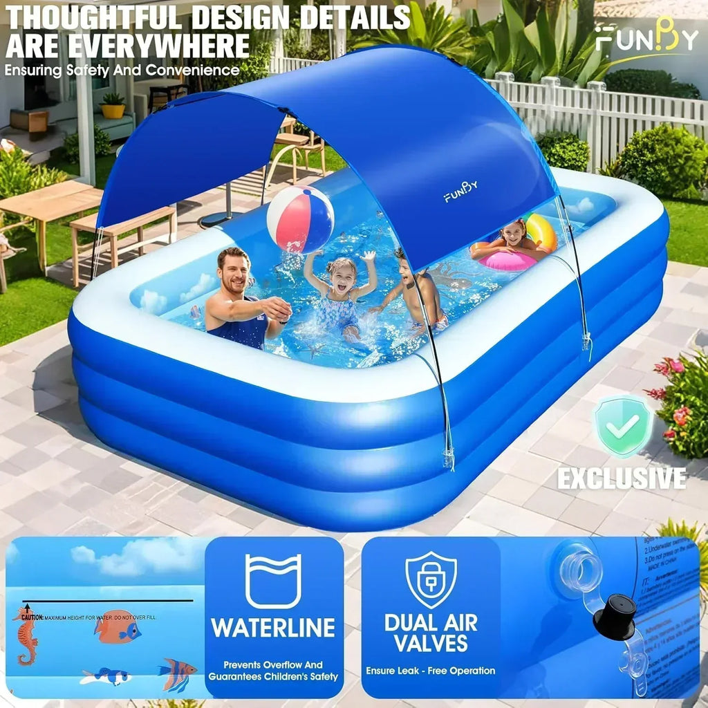 Inflatable Pool with Canopy Upgraded Inflatable Swimming Pool Large Inflatable Blow up Pools