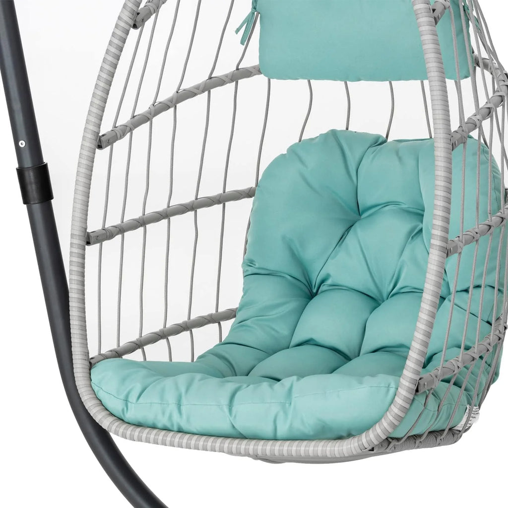 Yechen Indoor Outdoor Egg Hanging Chair Patio Wicker Swing Egg Chair Indoor Swinging Chair