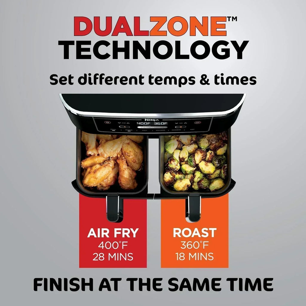 Ninja Foodi 6-in-1 FlexBasket Air Fryer with 7 QT MegaZone Basket Divider for Large Proteins
